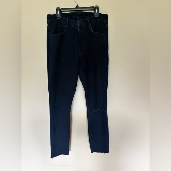 MOTHER Women’s The Pixie Ankle Fray Skinny Jeans Size 27 Holding Hands Dark Blue - Picture 1 of 5